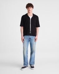 Knit Short-Sleeve Boxy Shirt JET BLACK