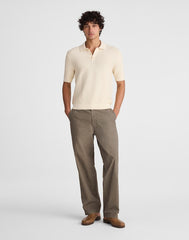 Textured Open-Stitch Polo ANTIQUE CREAM