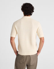 Textured Open-Stitch Polo ANTIQUE CREAM