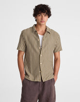 Textured-Knit Short-Sleeve Shirt OLIVE