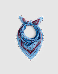 Beaded Bandana in Cotton Blend RETRO BLUE