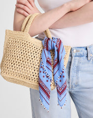 Beaded Bandana in Cotton Blend RETRO BLUE