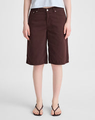 The V-Waist Bermuda Short in Airy Denim BURNT COCOA