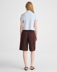 The V-Waist Bermuda Short in Airy Denim BURNT COCOA
