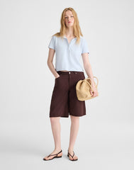 The V-Waist Bermuda Short in Airy Denim BURNT COCOA