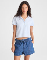 Pull-On Utility Shorts in Airy Denim MARINA BLUE