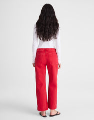 Low-Slung Baggy Crop Jeans VARSITY RED