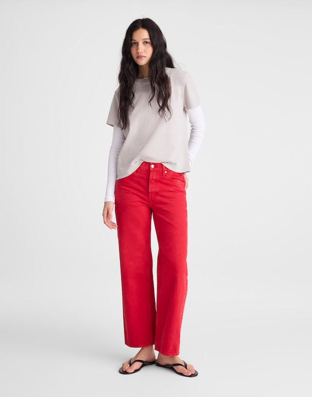 Low-Slung Baggy Crop Jeans VARSITY RED