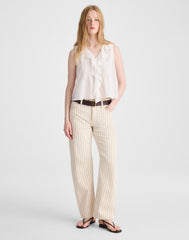 The Darted Barrel-Leg Jean KHAKI SAND STRIPE