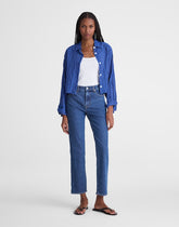 The Short Longline Straight Crop Jean MARINA BLUE