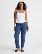 The Curvy Longline Straight Crop Jean in Marina Blue Wash MARINA BLUE