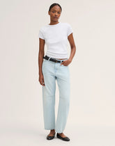 The Curvy Darted Barrel-Leg Jean in Airy Denim LAGUNA WASH