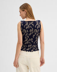 Madewell x Shopbop Smocked Squareneck Tank TOSSED PAISLEY MIDNIGHT