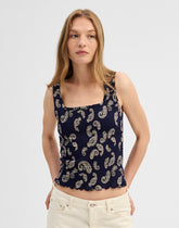 Madewell x Shopbop Smocked Squareneck Tank TOSSED PAISLEY MIDNIGHT