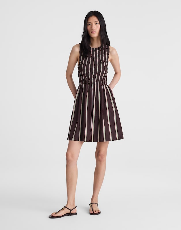 Madewell x Shopbop Melody Smocked Mini Dress BURNT COCOA