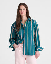 Madewell x Shopbop Easy Shirt in Poplin DEEP LAGOON STRIPE
