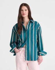 Madewell x Shopbop Easy Shirt in Poplin DEEP LAGOON STRIPE