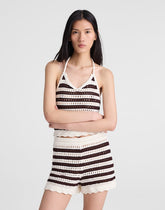 Madewell x Shopbop Pointelle-Knit Shorts BROWN AND IVORY STRIPE