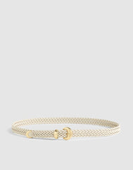 Madewell x Shopbop Domed-Buckle Belt in Woven Leather VINTAGE IVORY