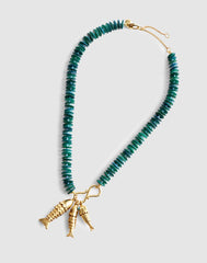 Madewell x Shopbop Beaded Fish Statement Necklace DEEP LAGOON