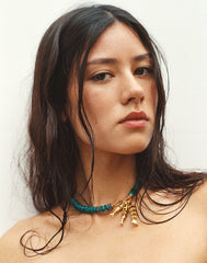 Madewell x Shopbop Beaded Fish Statement Necklace DEEP LAGOON