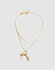 Madewell x Shopbop Beaded Shell Necklace Set ANTIQUE GOLD