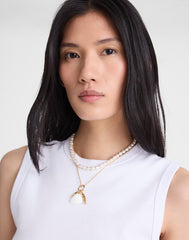 Madewell x Shopbop Beaded Shell Necklace Set ANTIQUE GOLD