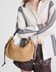The Camren Gathered Shoulder Bag in Raffia NATURAL MULTI