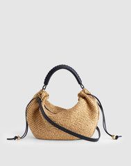 The Camren Gathered Shoulder Bag in Raffia NATURAL MULTI