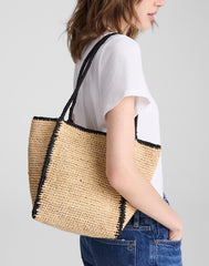 The Lexington Small Tote in Colorblock Raffia NATURAL MULTI