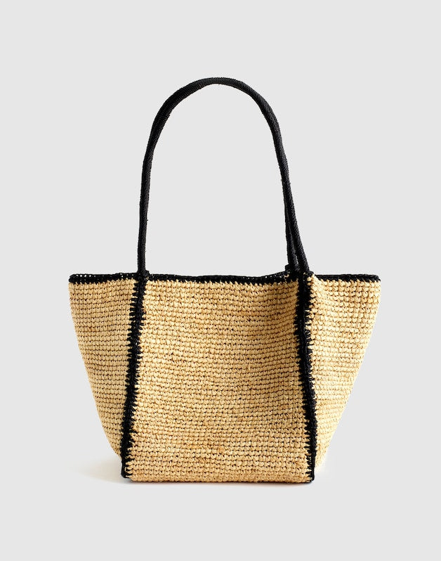 The Lexington Small Tote in Colorblock Raffia NATURAL MULTI