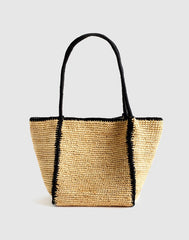The Lexington Small Tote in Colorblock Raffia NATURAL MULTI
