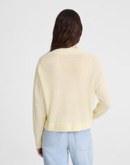 Deep V-Neck Sweater in 100% Linen SHEER PINEAPPLE