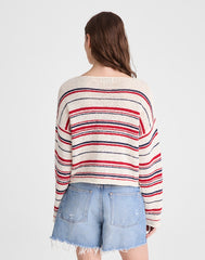 Boatneck Pullover Sweater IVORY STRIPE