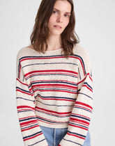Boatneck Pullover Sweater IVORY STRIPE