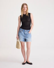 Pointelle Sleeveless Top BLACK