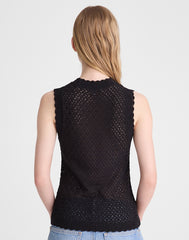 Pointelle Sleeveless Top BLACK