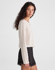 Open-Knit Lace Cardigan VINTAGE IVORY