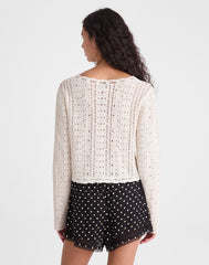 Open-Knit Lace Cardigan VINTAGE IVORY