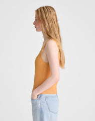 V-Neck Sweater Tank in 100% Linen APRICOT BLUSH