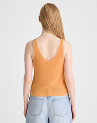 V-Neck Sweater Tank in 100% Linen APRICOT BLUSH