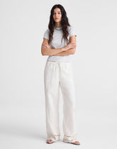 Eyelet Drawstring Pants in 100% Linen IVORY LINEN