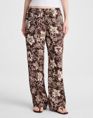 Pull-On Pants in Linen Blend DARK BROWN