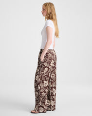 Pull-On Pants in Linen Blend DARK BROWN