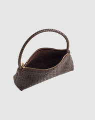 The Signature Woven Mini Zip Shoulder Bag COFFEE BEAN