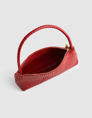The Signature Woven Mini Zip Shoulder Bag SCARLET