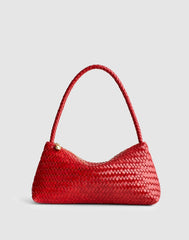 The Signature Woven Mini Zip Shoulder Bag SCARLET