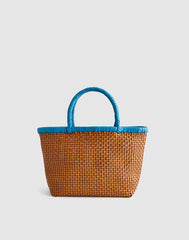 The Signature Woven Mini Tote TROPICALBLUE GOLDEN TAN