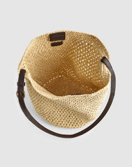 Handwoven Straw Bucket Bag DARK CAROB MULTI