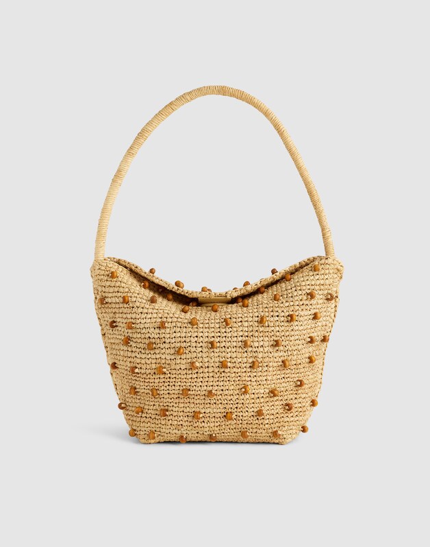 The Handwoven Shoulder Bag NATURAL BEADED MULTI